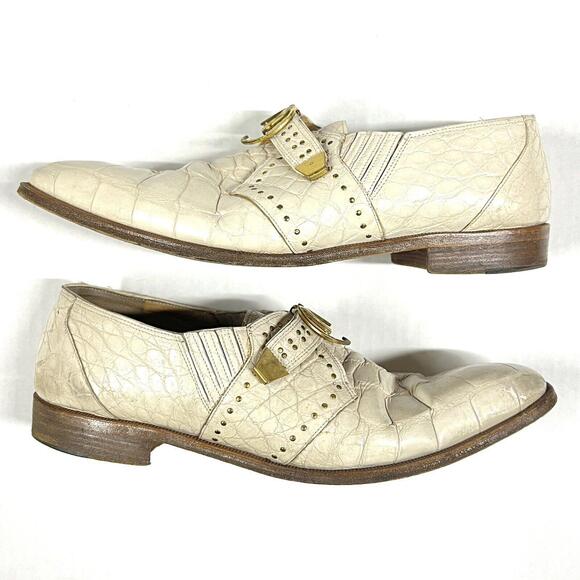 MAURI Genuine Alligator Cream White Dress Shoes 12 M 2503 154 RARE! VERY WORN main image 14